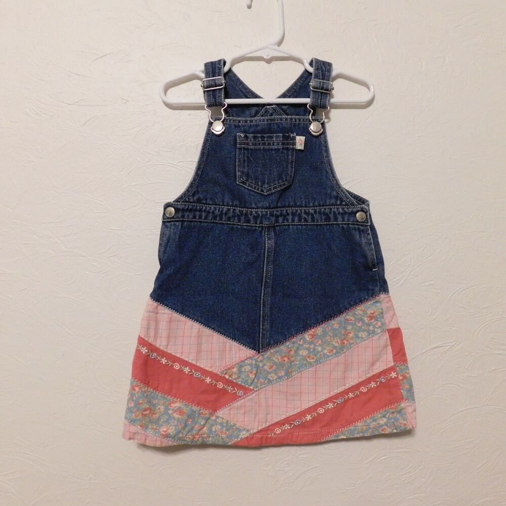 Gymboree Western Prairie Jean Denim Jumper overall dress size 4 vintage 2001 y2k